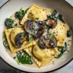 Spinach Mushroom Alfredo Ravioli Recipe