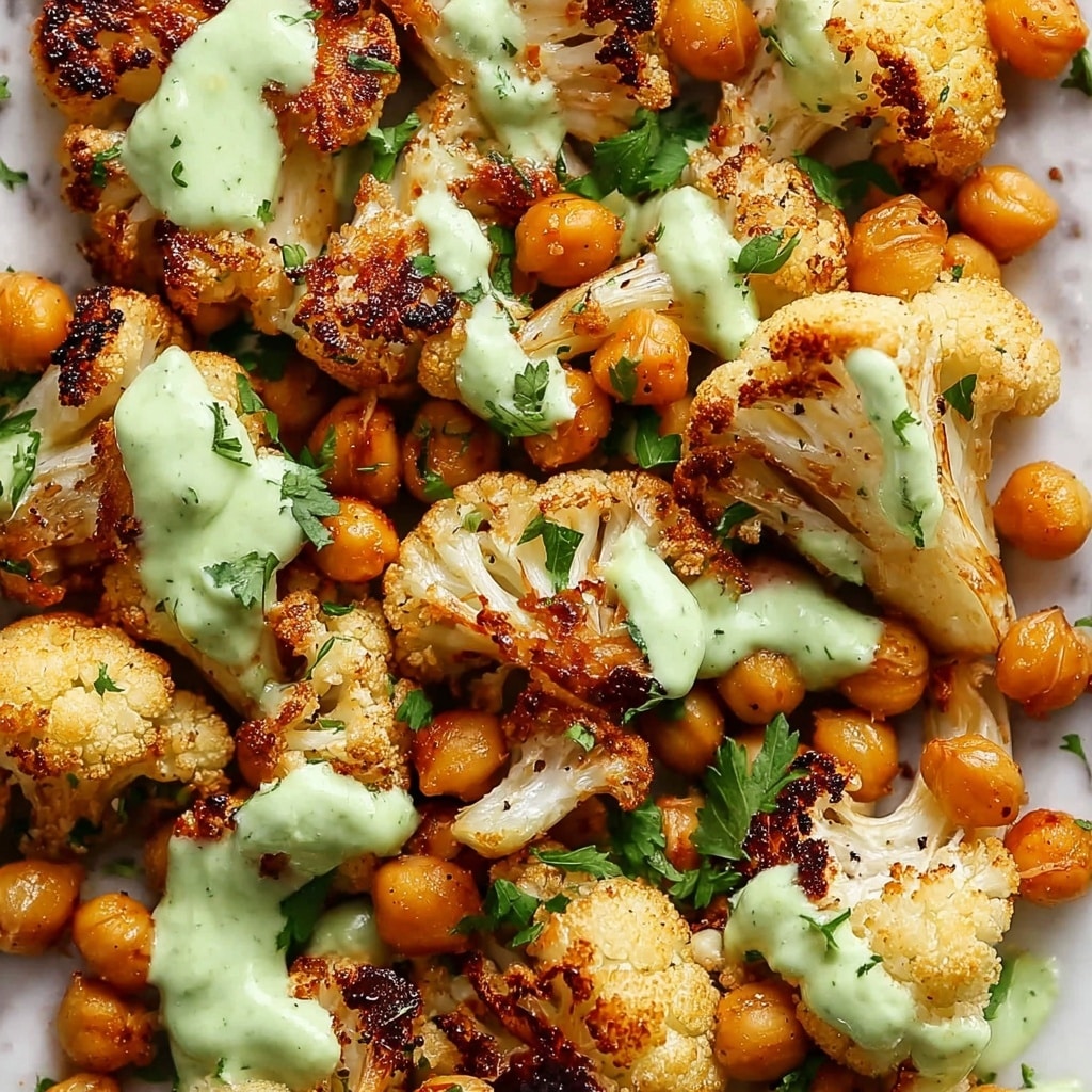 Roasted Cauliflower and Chickpeas with Herby Tahini Sauce Recipe