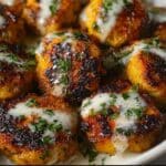 Garlic Butter Parmesan Chicken Bites with Creamy Herb Sauce Recipe