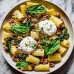 One Pot Lemony Pasta with Sausage, Broccoli Rabe, and Burrata Recipe