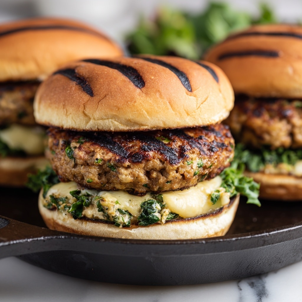 White Cheddar and Spinach Chicken Burgers Recipe - Recipe Image