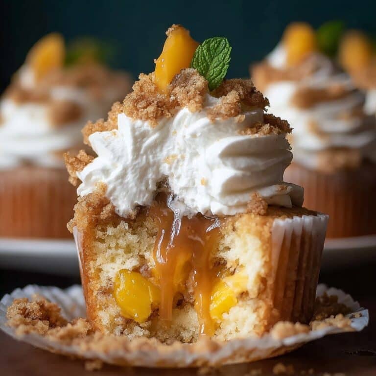 Peach Cobbler Cupcake Delight with Spiced Rum and Cinnamon Recipe