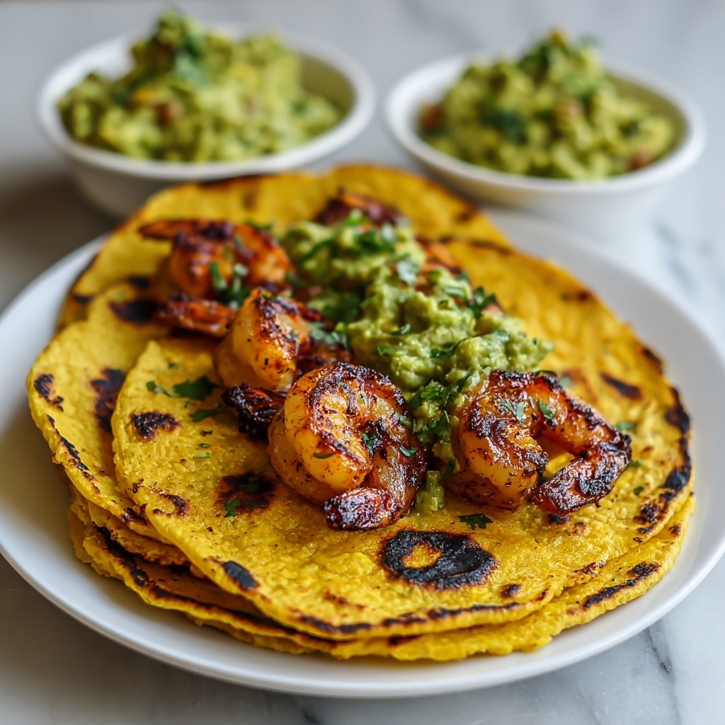 Crispy Shrimp & Poblano Tacos with Avocado Cilantro Sauce Recipe - Recipe Image