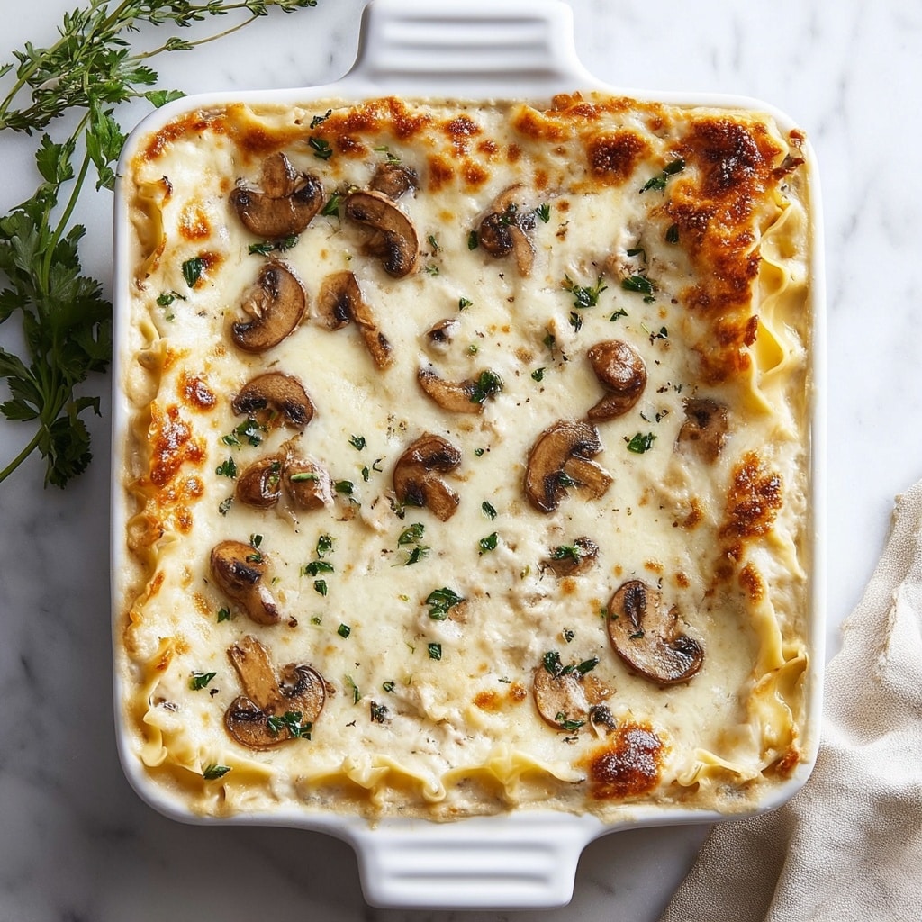 Cheesy Mushroom Chicken Alfredo Lasagna Recipe - Recipe Image