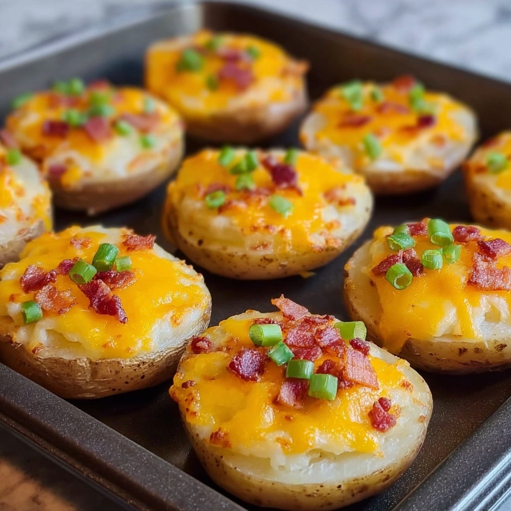 Baked Potato Rounds with Cheddar, Bacon, and Green Onions Recipe