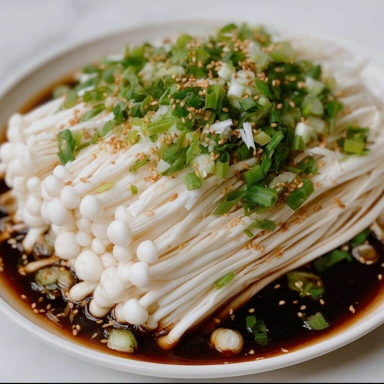 Enoki Mushrooms with Garlic & Scallion Sauce Recipe
