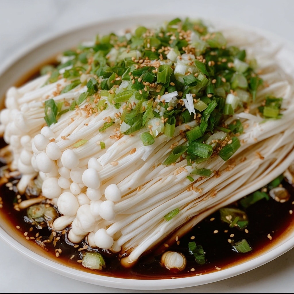 Enoki Mushrooms with Garlic & Scallion Sauce Recipe