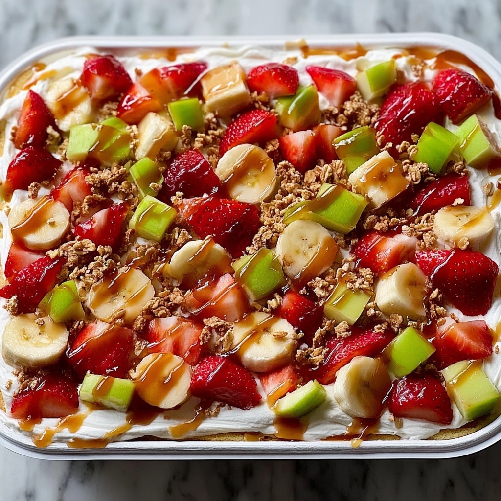 Cheesecake Fruit Salad with Caramel Drizzle Recipe
