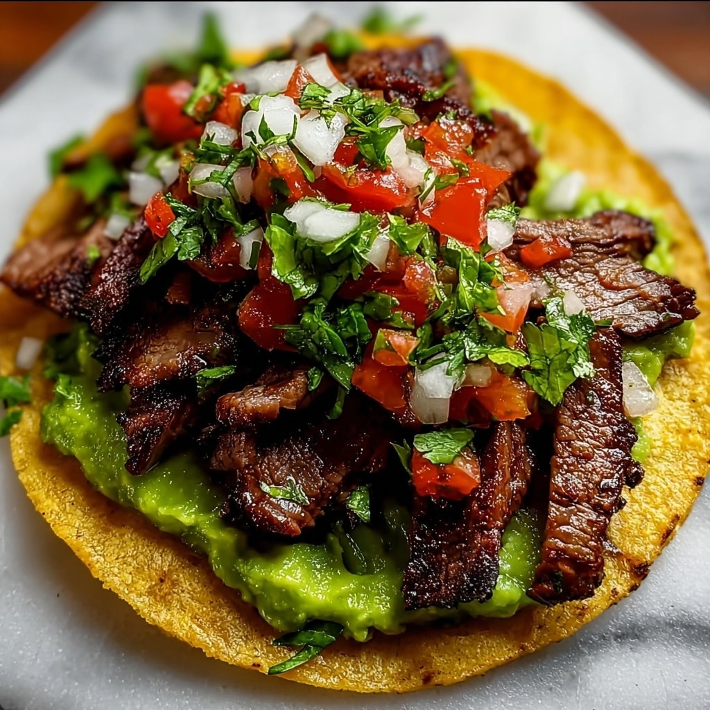 Mexican Tostadas de Beef Carne Asada Recipe