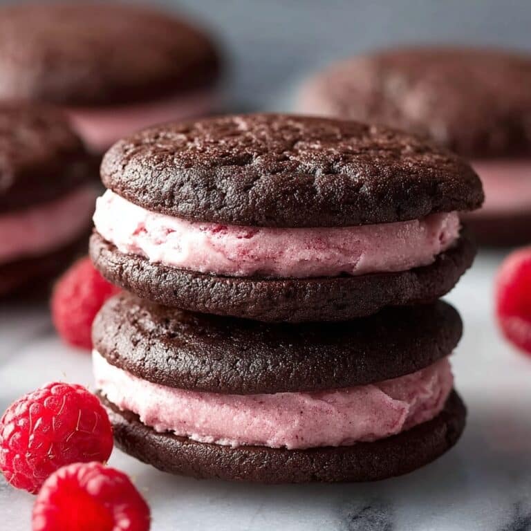 Chocolate Raspberry Sandwich Cookies with Ganache Drizzle Recipe