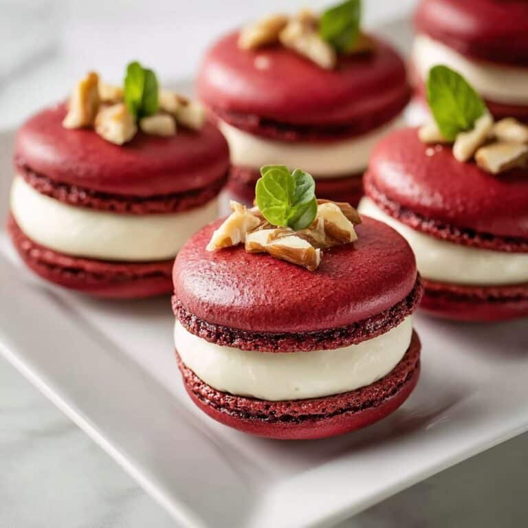 Savory Beet Macarons with Goat Cheese & Walnut Crunch Recipe