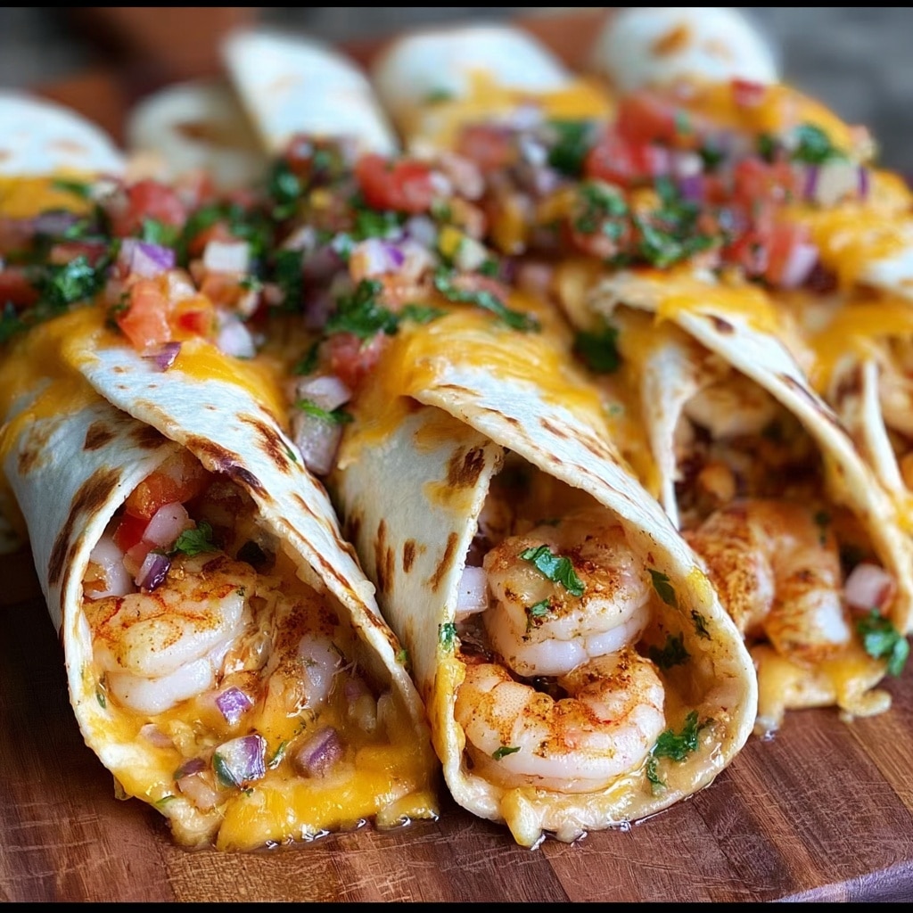 Loaded Shrimp Nacho Bomb Wraps with Shrimp and Cheese Recipe 6 Loaded Shrimp Nacho Bomb Wraps with Shrimp and Cheese Recipe - Recipe Image