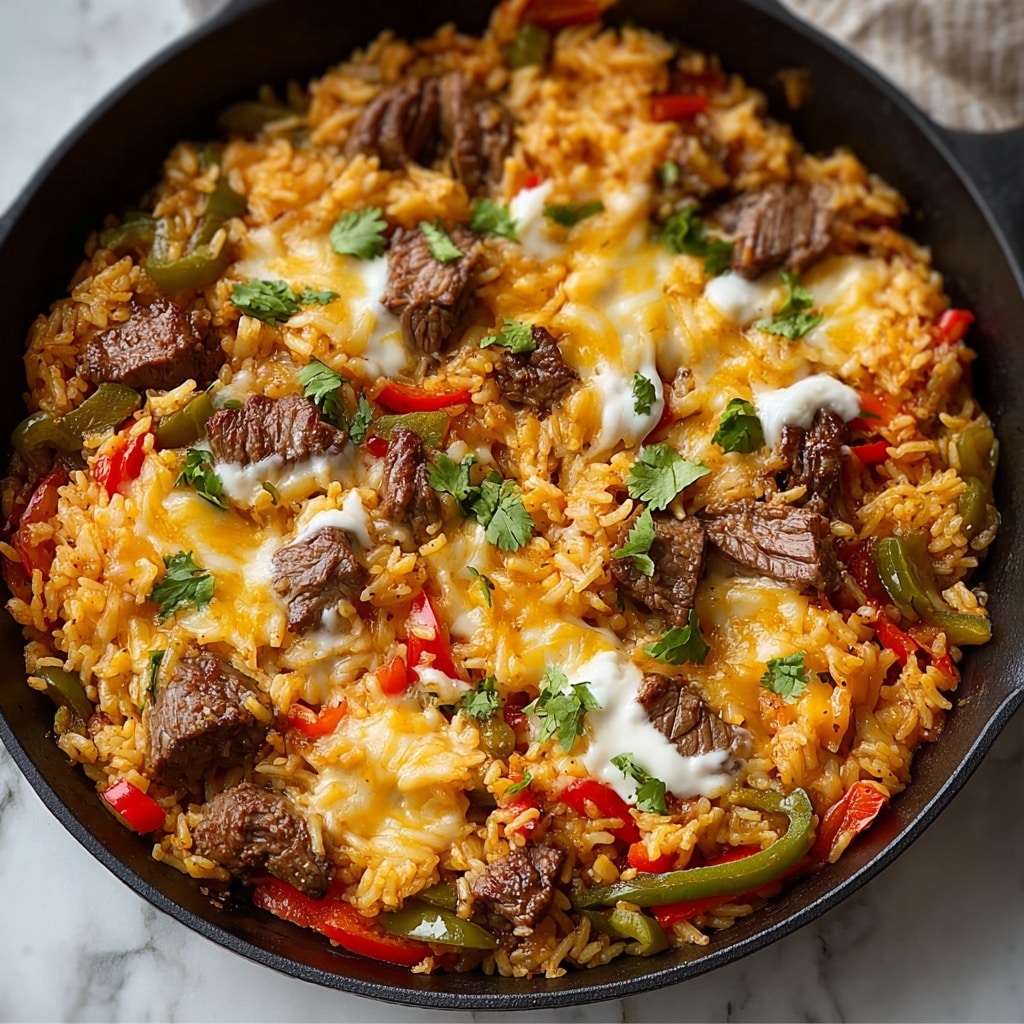 One Pan Steak Fajita and Rice Skillet Recipe