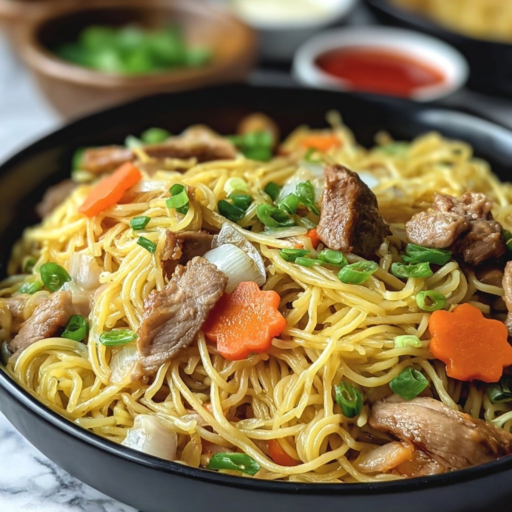 Filipino Pancit Canton with Chicken and Shrimp Recipe