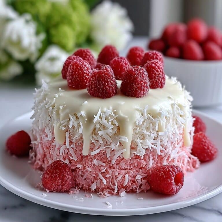 Raspberry Coconut Snowball Cake Recipe
