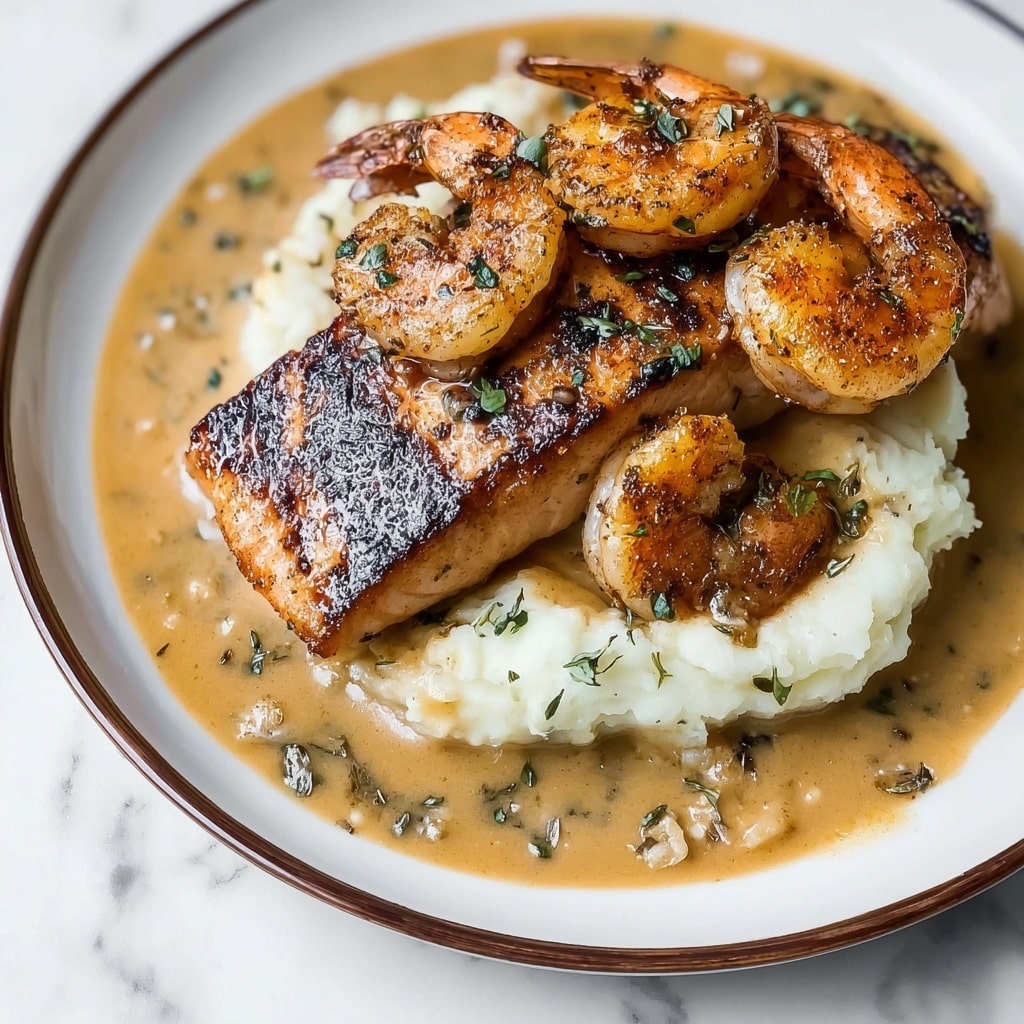Cajun Salmon and Shrimp with Creamy Monterey Jack Sauce Recipe