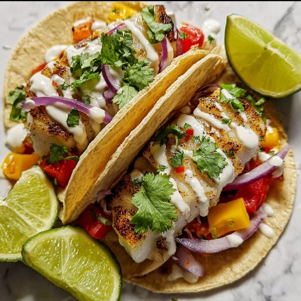 Fish Tacos with Garlic Lime Crema Recipe
