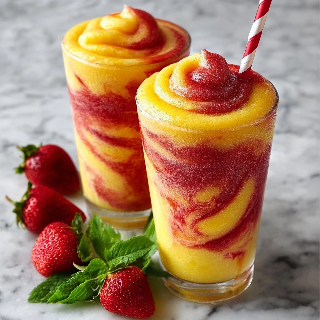 Fresh Pineapple Strawberry Swirled Slushies Recipe 6 Fresh Pineapple Strawberry Swirled Slushies Recipe - Recipe Image