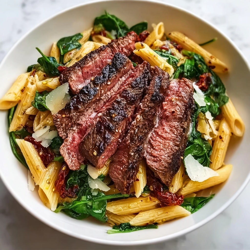 Steak Pasta with Creamy Garlic Sauce Recipe
