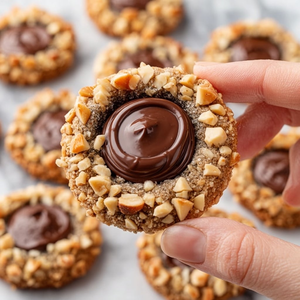 Chocolate Hazelnut Thumbprint Cookies Recipe 6 Chocolate Hazelnut Thumbprint Cookies Recipe - Recipe Image