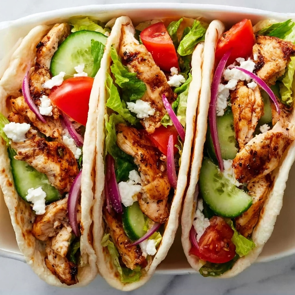 Chicken Pitas with Greek Yogurt Cucumber Sauce Recipe 5 Chicken Pitas with Greek Yogurt Cucumber Sauce Recipe - Recipe Image