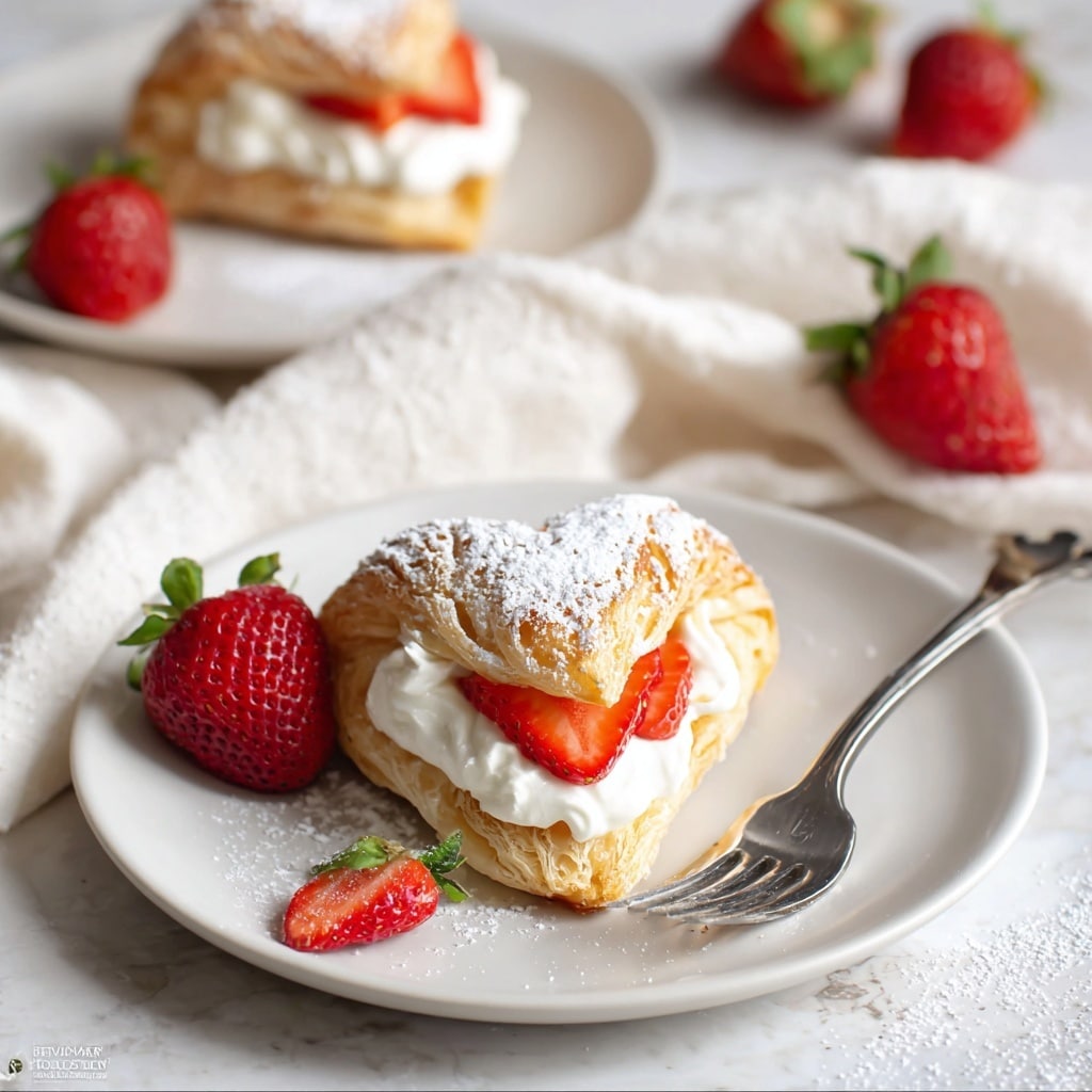 Puff Pastry Hearts with Icing Recipe 6 Puff Pastry Hearts with Icing Recipe - Recipe Image