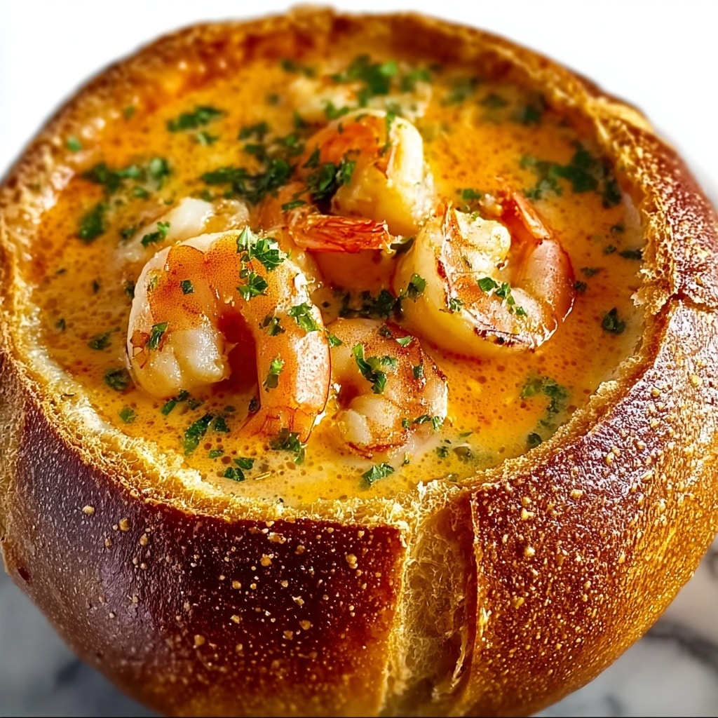 Stuffed Seafood Soup Bread Bowl Recipe