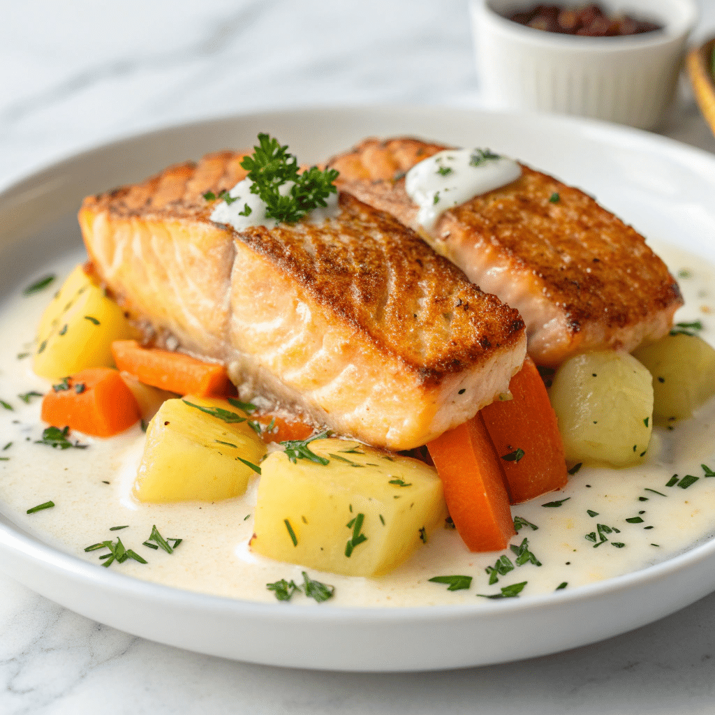 Honey Mustard Salmon Bites with Veggie Medley Recipe