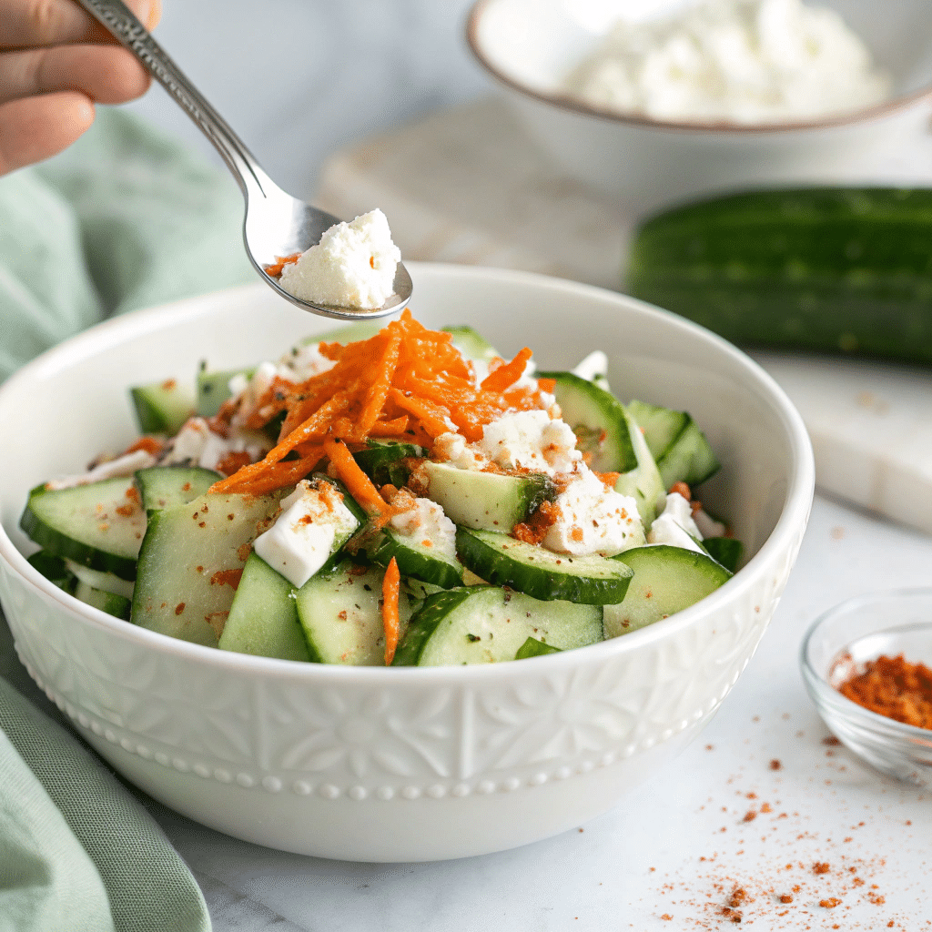 Cucumber Snack with Cheese and Savory Toppings Recipe
