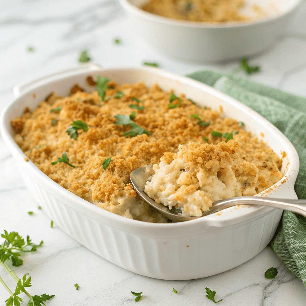 Creamy Ritz Cracker Chicken Casserole Recipe - Recipe Image