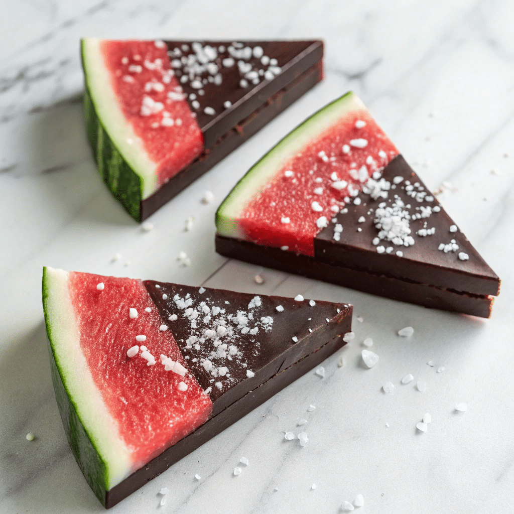 Sea Salt Dark Chocolate Watermelon Slices Recipe 6 Sea Salt Dark Chocolate Watermelon Slices Recipe - Recipe Image