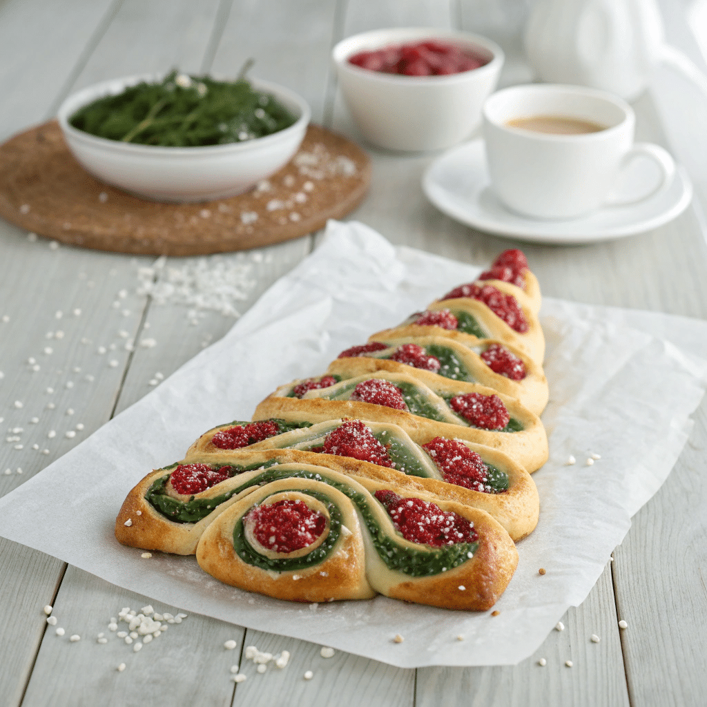 Christmas Tree Spinach Dip Breadsticks Recipe - Recipe Image