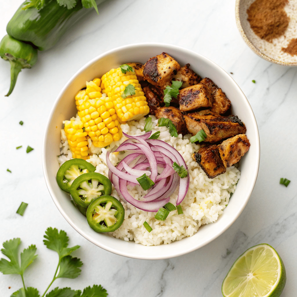 Mexican Street Corn Chicken Rice Bowl Recipe