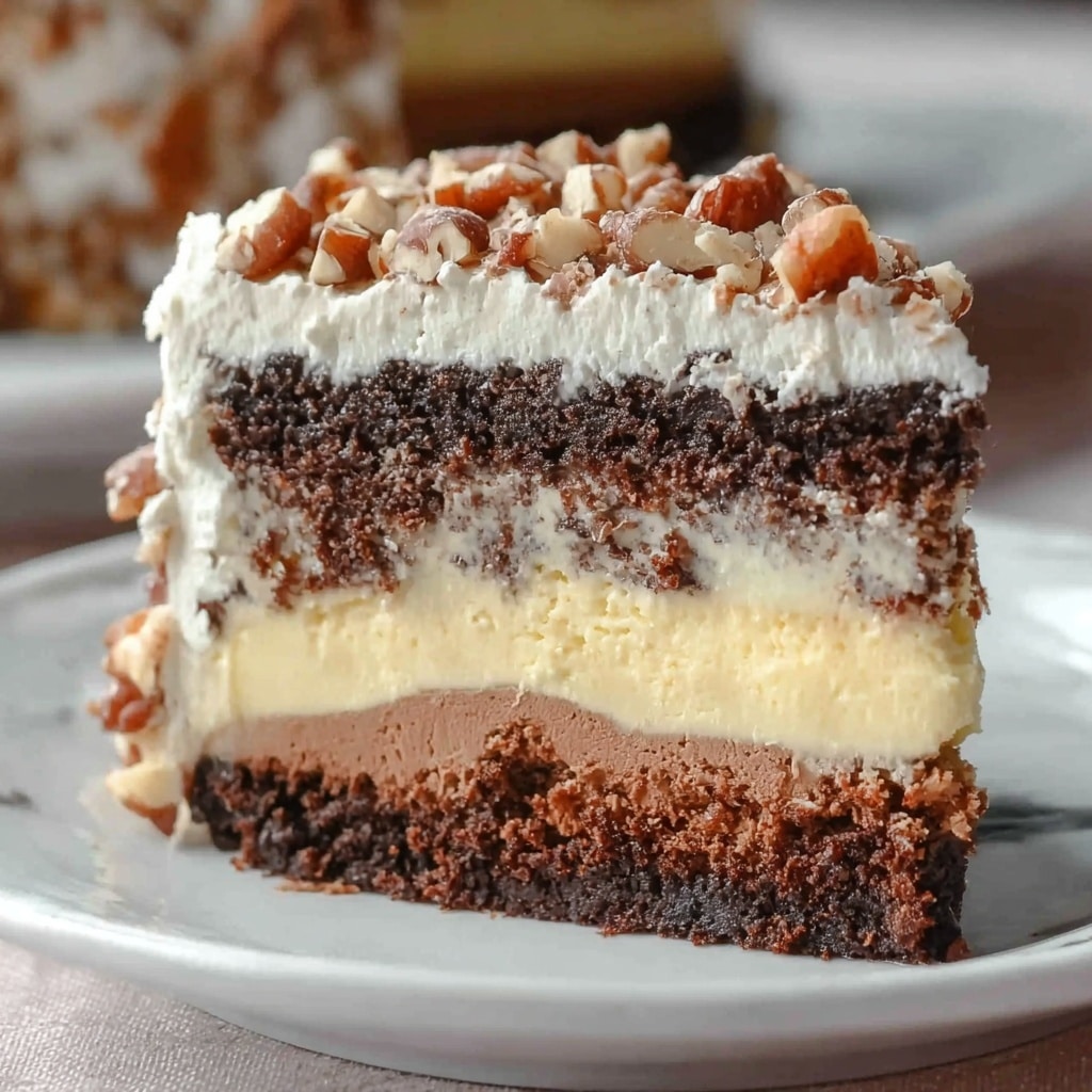 White German Chocolate Cake with a Cheesecake Center Recipe 5 White German Chocolate Cake with a Cheesecake Center Recipe - Recipe Image