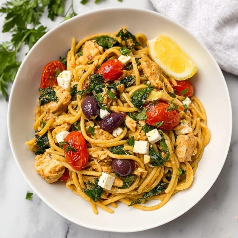 Mediterranean One-Pot Chicken Pasta with Spinach, Tomatoes, and Feta Recipe