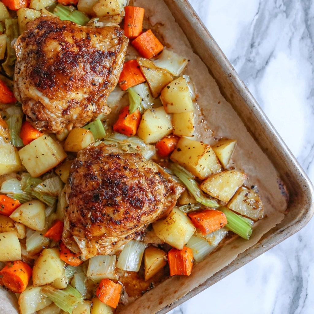 Crispy Roasted Chicken Thighs With Veggies Recipe