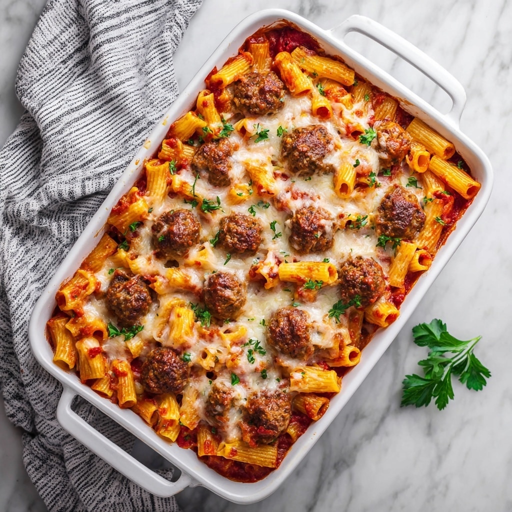 Cheesy Meatball Pasta Bake Recipe