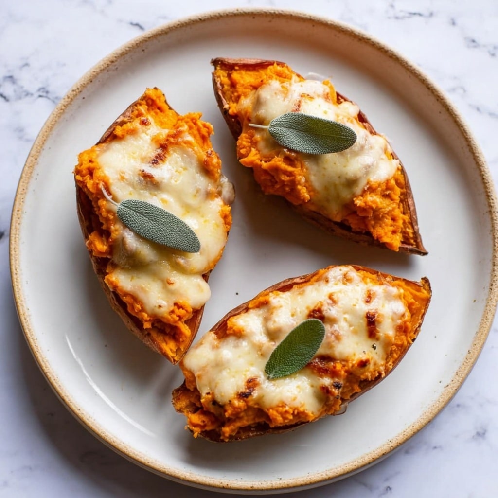 Twice Baked Sweet Potatoes with Pumpkin and Crispy Sage Recipe