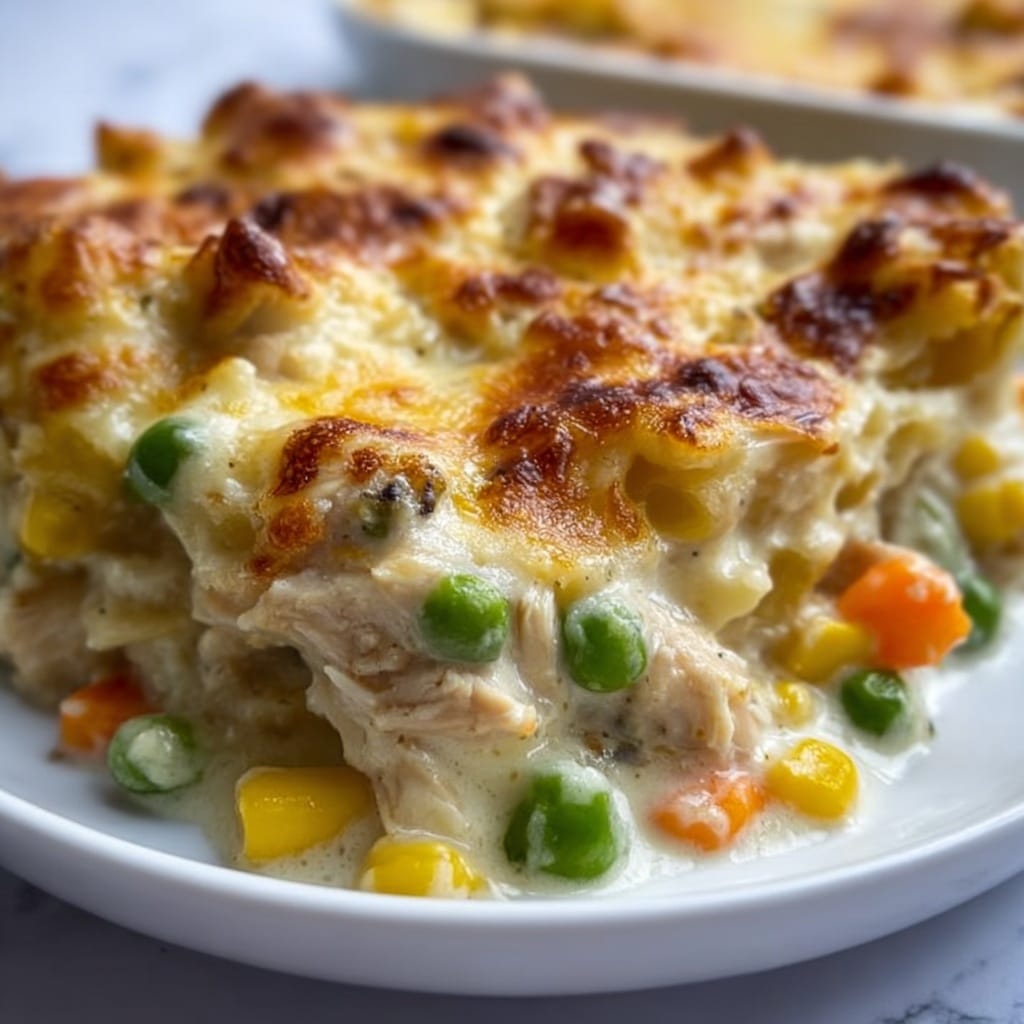 Easy Chicken Cobbler Dinner Casserole Recipe