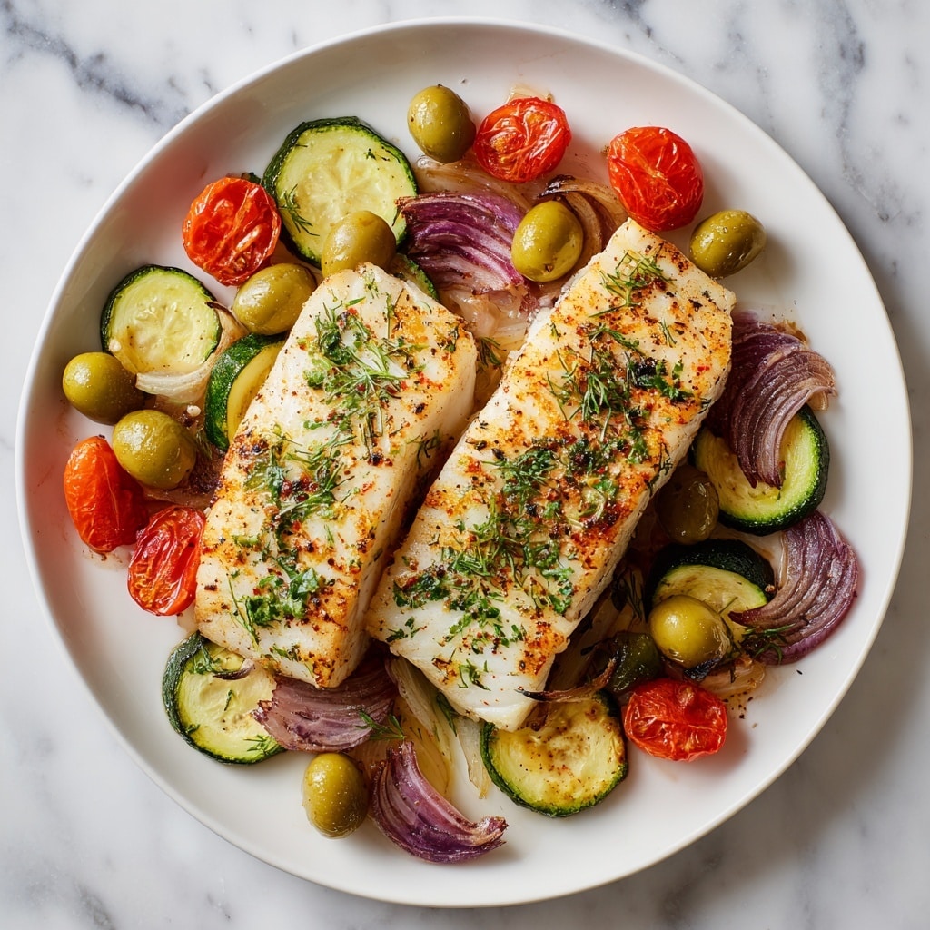 Mediterranean Baked Fish with Cherry Tomatoes and Olives Recipe