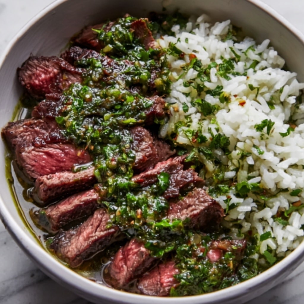 Skirt Steak Rice Bowls with Chimichurri Sauce Recipe