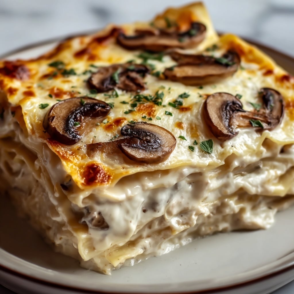 Cheesy Mushroom Chicken Alfredo Lasagna Recipe