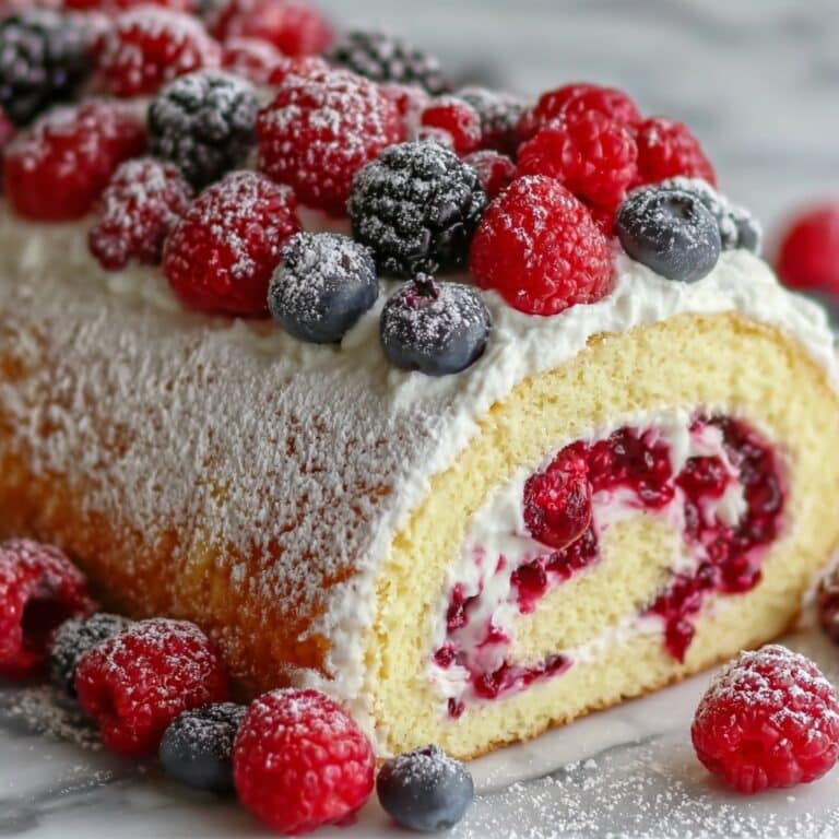Raspberry Cream Roll Cake Recipe