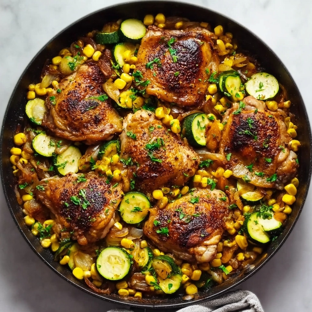 Garlic Butter Chicken with Zucchini and Corn Recipe 6 Garlic Butter Chicken with Zucchini and Corn Recipe - Recipe Image