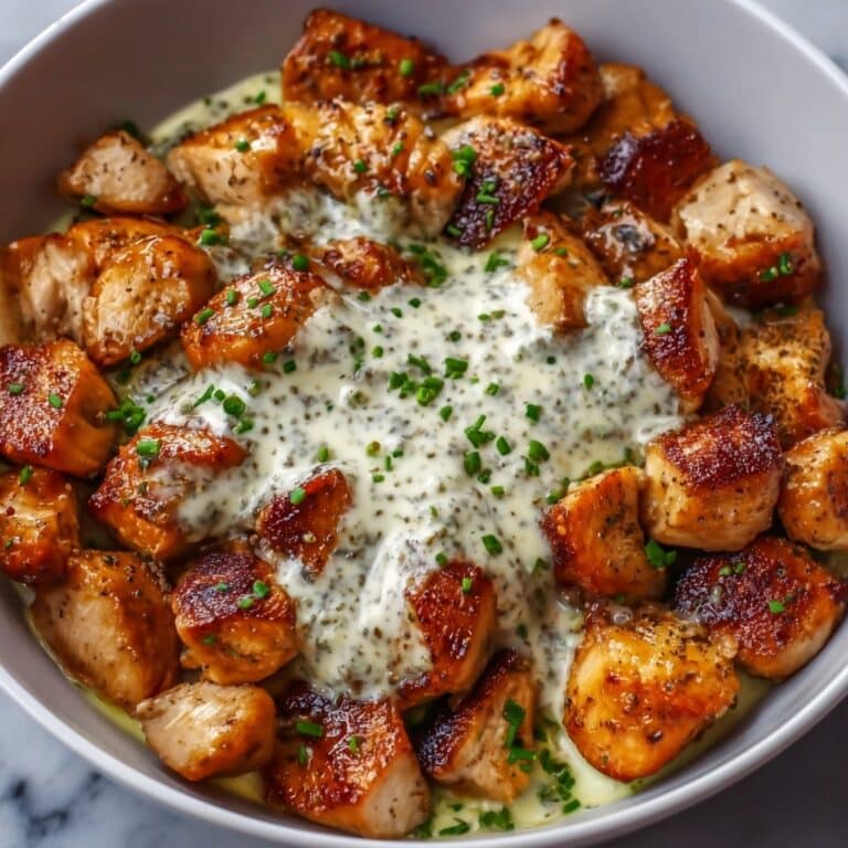 Air Fryer Salmon Bites with Garlic Cream Sauce Recipe