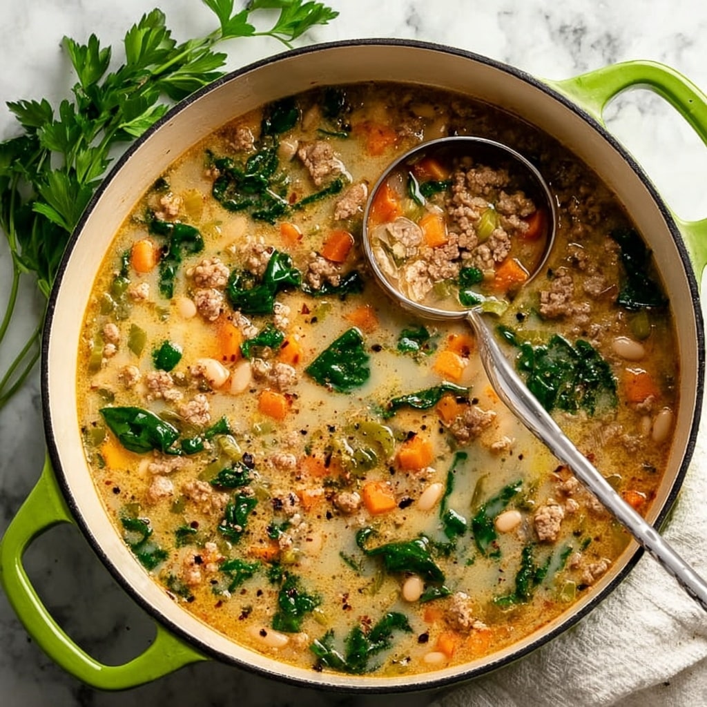 Creamy Pinto Bean Soup with Sausage and Spinach Recipe