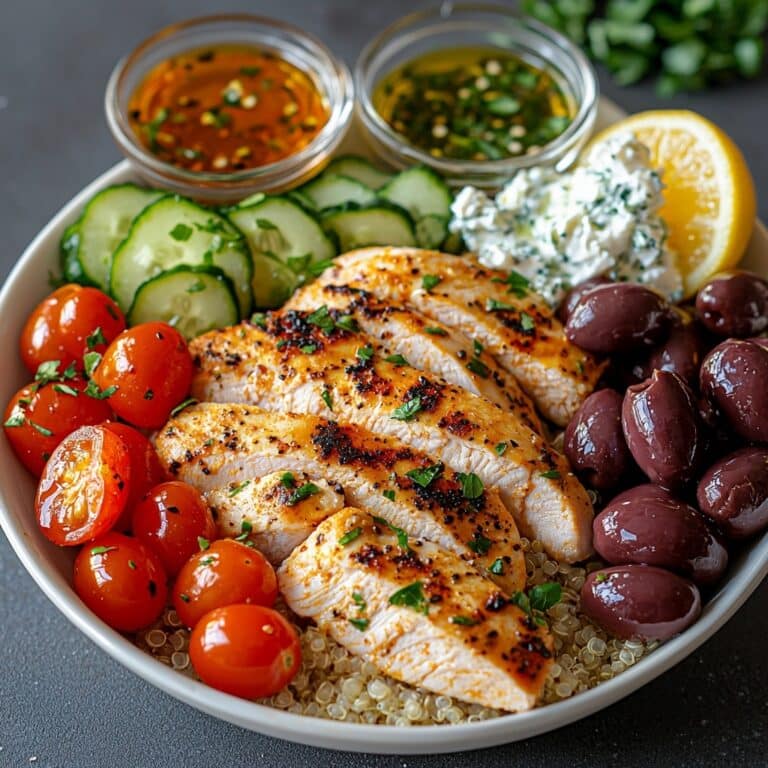 Loaded Mediterranean Chicken Power Bowl with Tzatziki & Feta Recipe