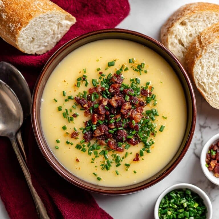 Rich Creamy Cauliflower Cheddar Soup with Bacon Recipe