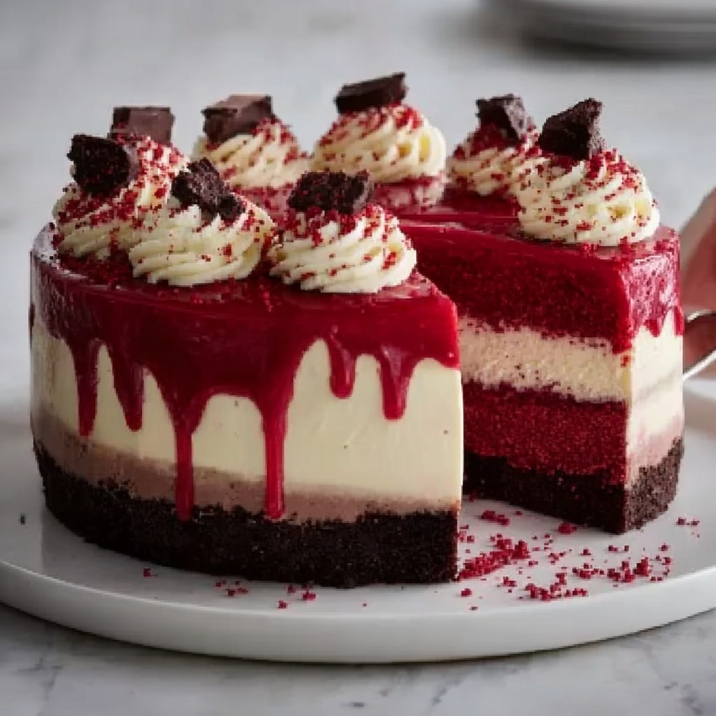 Decadent Red Velvet Cheesecake Layer Cake Recipe