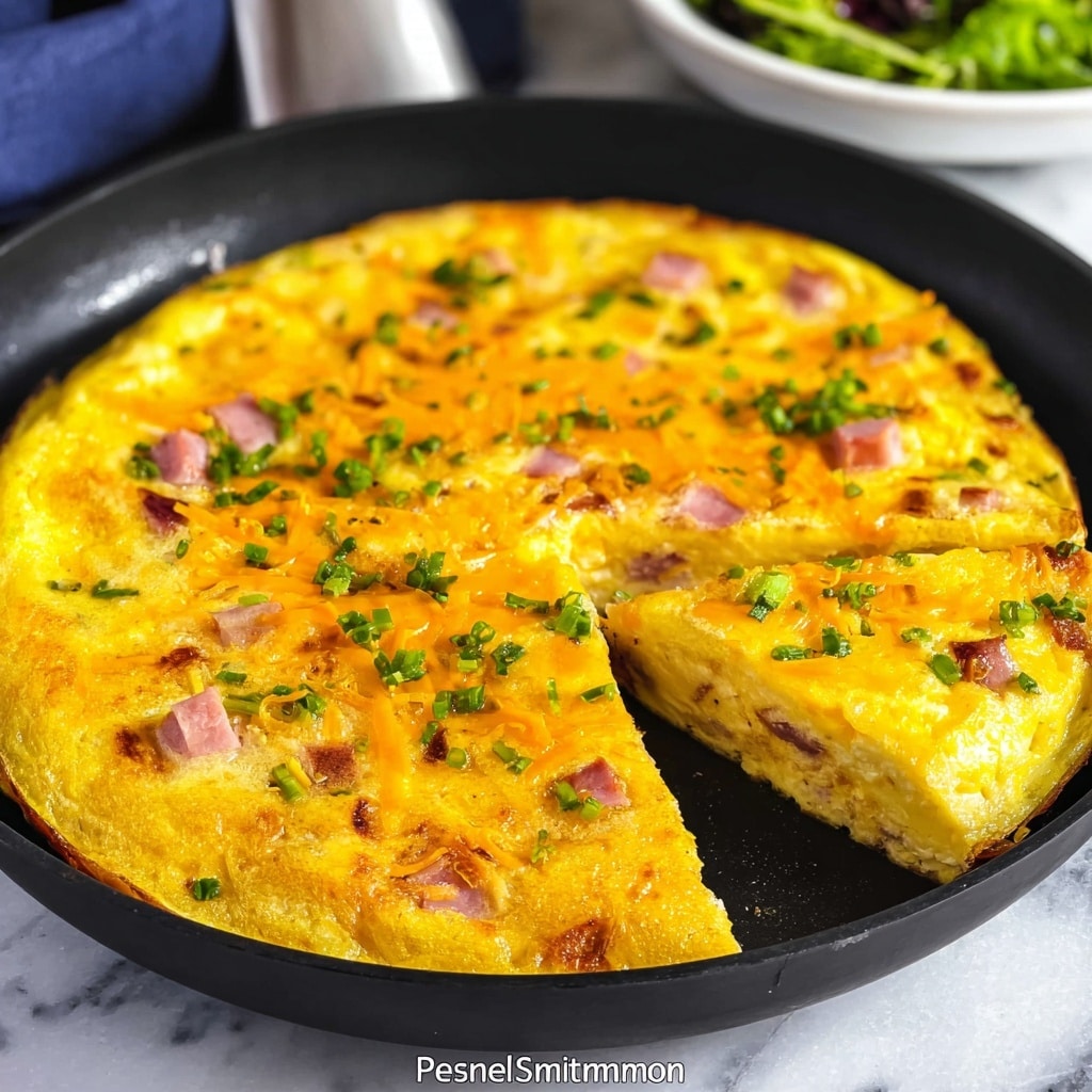 Ham and Cheese Frittata with Potatoes and Spinach Recipe
